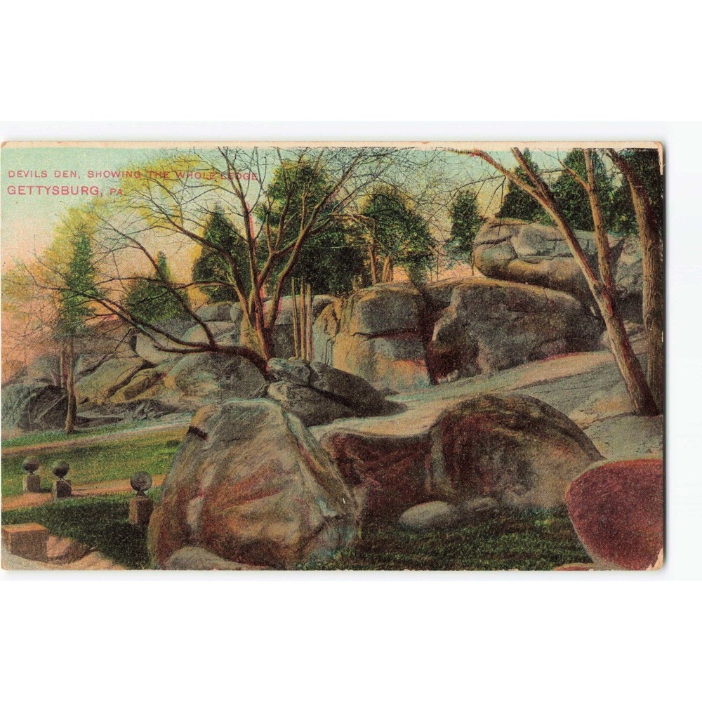 Devils Den Gettysburg PA Postcard Postmarked 1910 Battlefield Rock Ledge